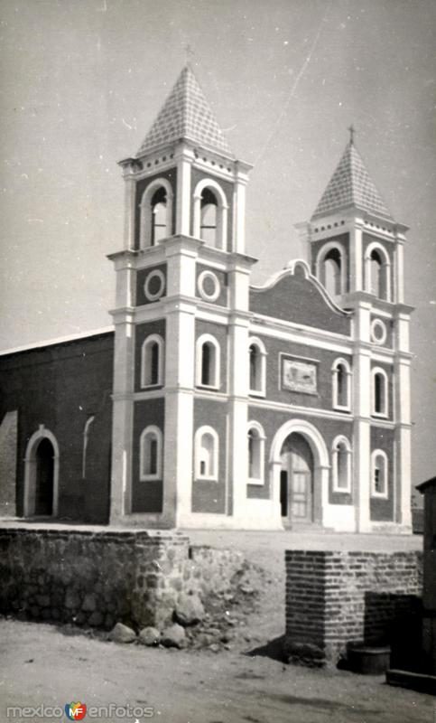 Historical photograph of the old church of San José del Cabo with its two bell towers